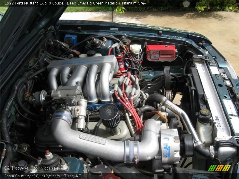 Deep Emerald Green Metallic / Titanium Grey 1992 Ford Mustang LX 5.0 Coupe