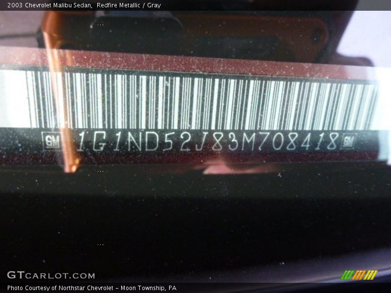 Redfire Metallic / Gray 2003 Chevrolet Malibu Sedan