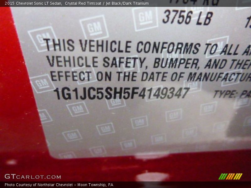 Crystal Red Tintcoat / Jet Black/Dark Titanium 2015 Chevrolet Sonic LT Sedan