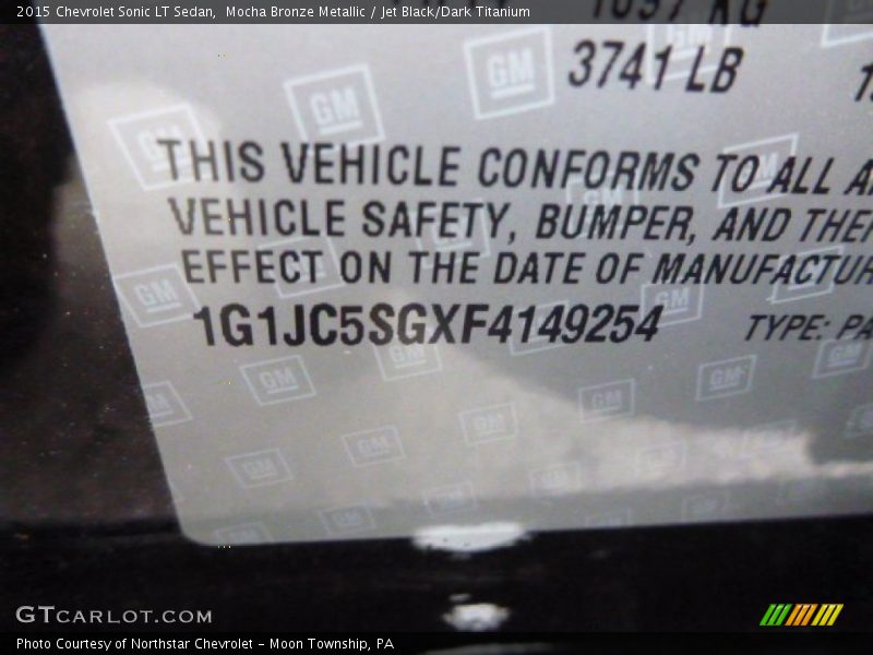 Mocha Bronze Metallic / Jet Black/Dark Titanium 2015 Chevrolet Sonic LT Sedan