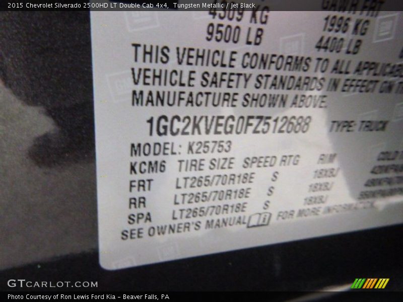 Tungsten Metallic / Jet Black 2015 Chevrolet Silverado 2500HD LT Double Cab 4x4