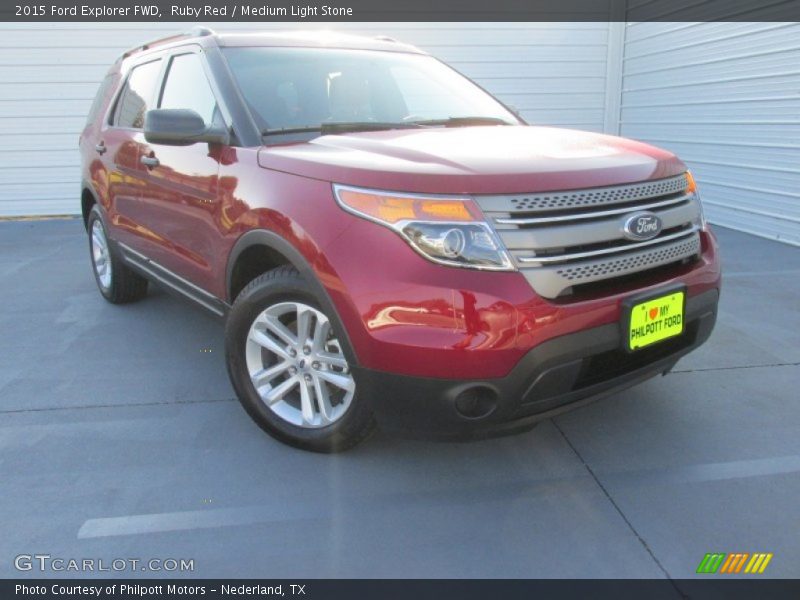 Ruby Red / Medium Light Stone 2015 Ford Explorer FWD