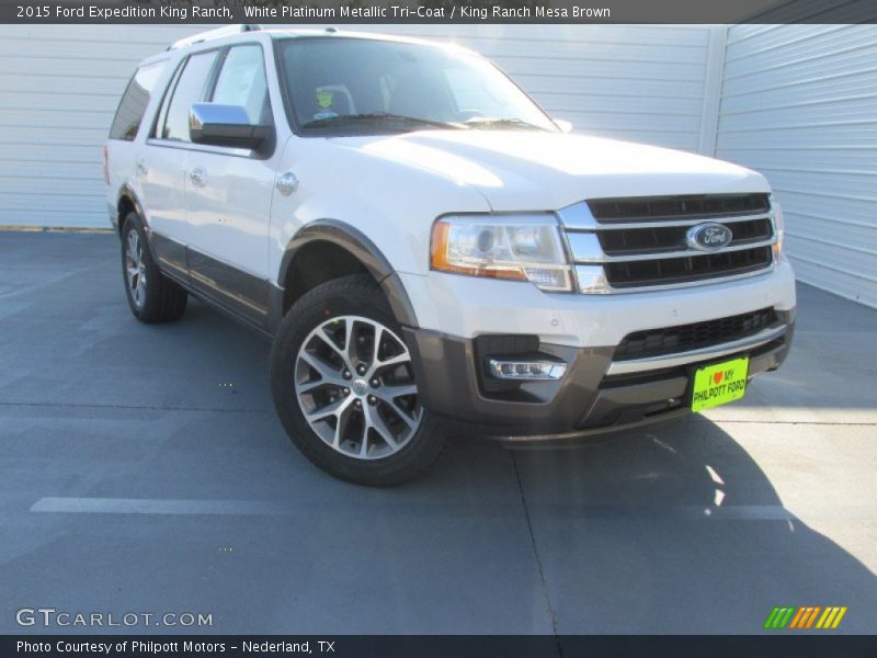 White Platinum Metallic Tri-Coat / King Ranch Mesa Brown 2015 Ford Expedition King Ranch