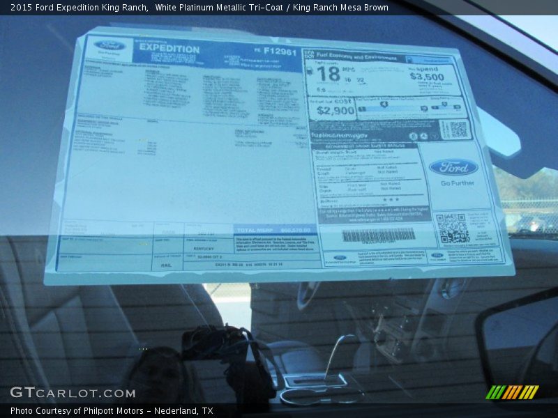 White Platinum Metallic Tri-Coat / King Ranch Mesa Brown 2015 Ford Expedition King Ranch