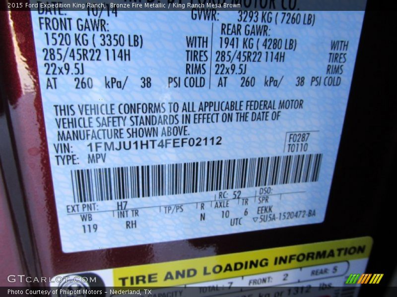 Bronze Fire Metallic / King Ranch Mesa Brown 2015 Ford Expedition King Ranch