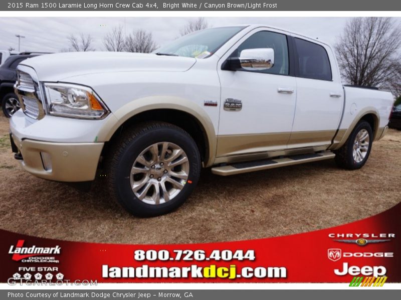 Bright White / Canyon Brown/Light Frost 2015 Ram 1500 Laramie Long Horn Crew Cab 4x4