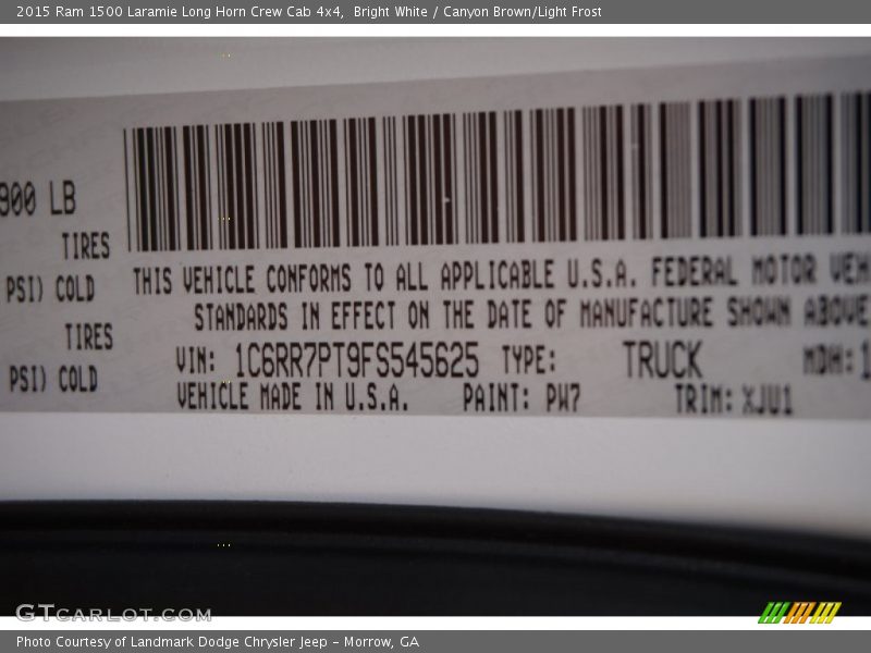 Bright White / Canyon Brown/Light Frost 2015 Ram 1500 Laramie Long Horn Crew Cab 4x4