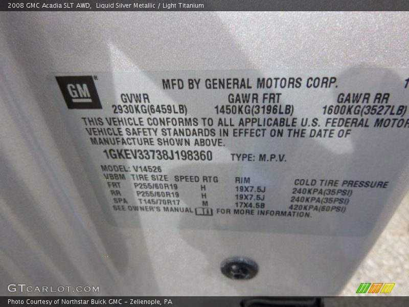 Liquid Silver Metallic / Light Titanium 2008 GMC Acadia SLT AWD