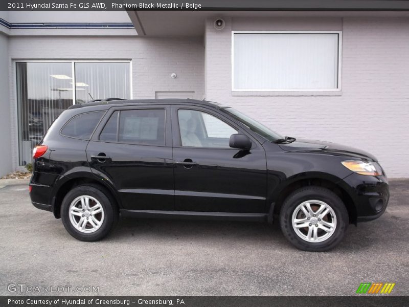 Phantom Black Metallic / Beige 2011 Hyundai Santa Fe GLS AWD