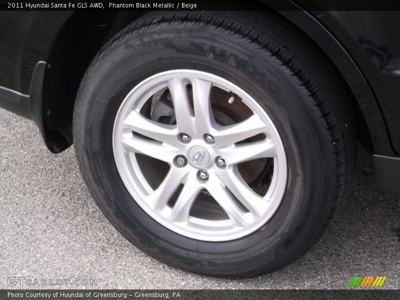 Phantom Black Metallic / Beige 2011 Hyundai Santa Fe GLS AWD