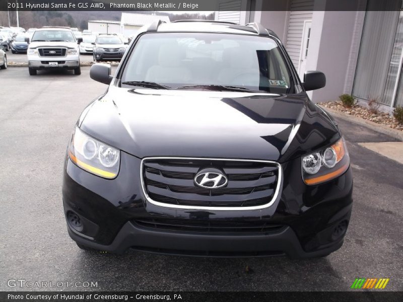 Phantom Black Metallic / Beige 2011 Hyundai Santa Fe GLS AWD