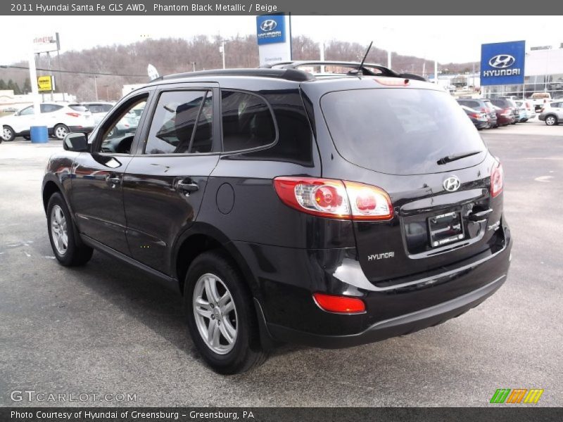 Phantom Black Metallic / Beige 2011 Hyundai Santa Fe GLS AWD