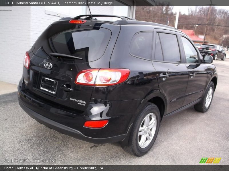 Phantom Black Metallic / Beige 2011 Hyundai Santa Fe GLS AWD