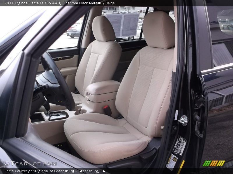 Phantom Black Metallic / Beige 2011 Hyundai Santa Fe GLS AWD