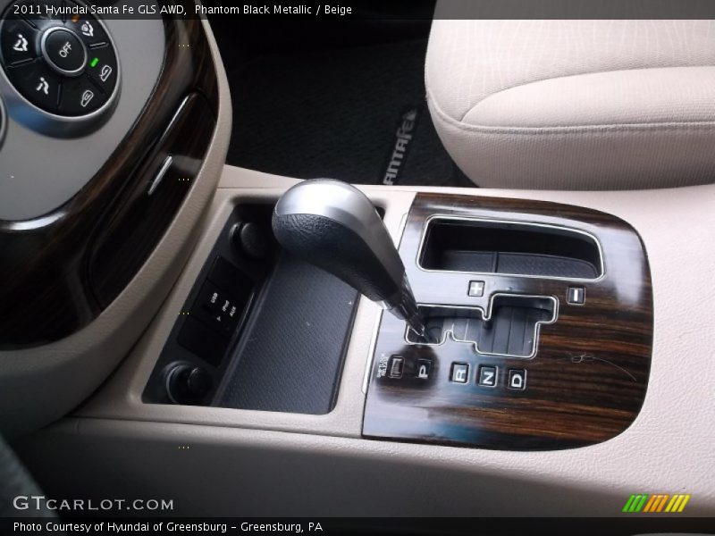 Phantom Black Metallic / Beige 2011 Hyundai Santa Fe GLS AWD