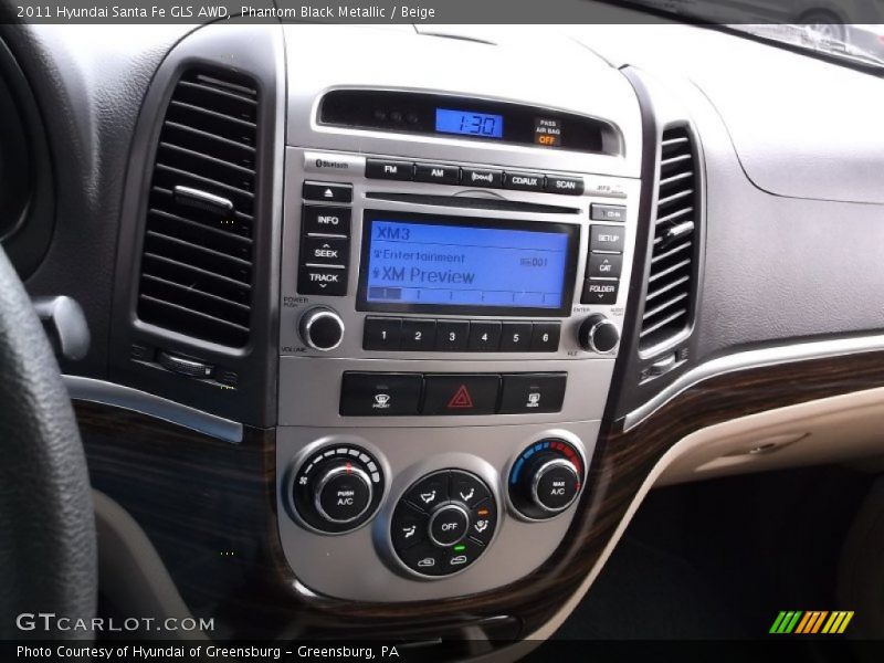 Phantom Black Metallic / Beige 2011 Hyundai Santa Fe GLS AWD