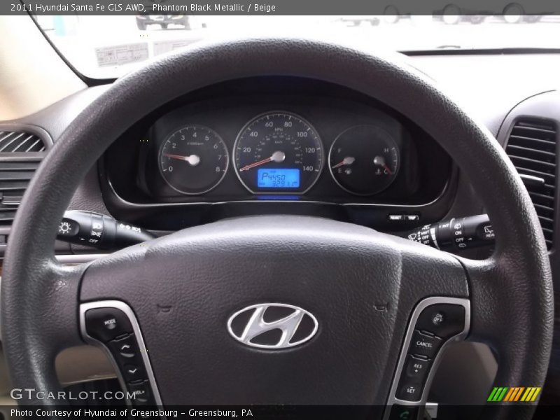 Phantom Black Metallic / Beige 2011 Hyundai Santa Fe GLS AWD