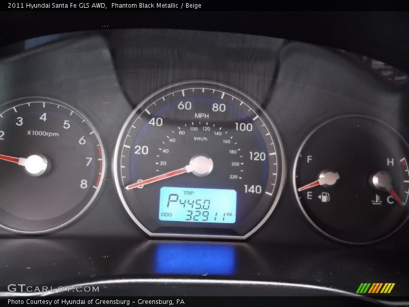 Phantom Black Metallic / Beige 2011 Hyundai Santa Fe GLS AWD