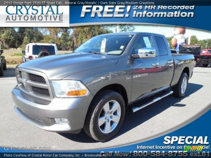 Mineral Gray Metallic / Dark Slate Gray/Medium Graystone 2012 Dodge Ram 1500 ST Quad Cab