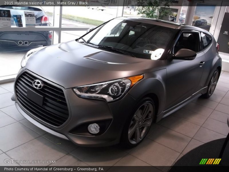Matte Gray / Black 2015 Hyundai Veloster Turbo