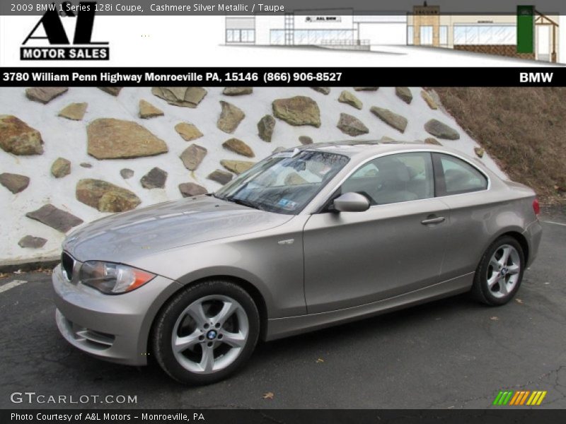 Cashmere Silver Metallic / Taupe 2009 BMW 1 Series 128i Coupe