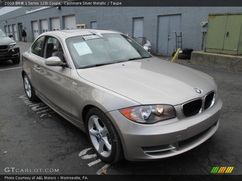 Cashmere Silver Metallic / Taupe 2009 BMW 1 Series 128i Coupe