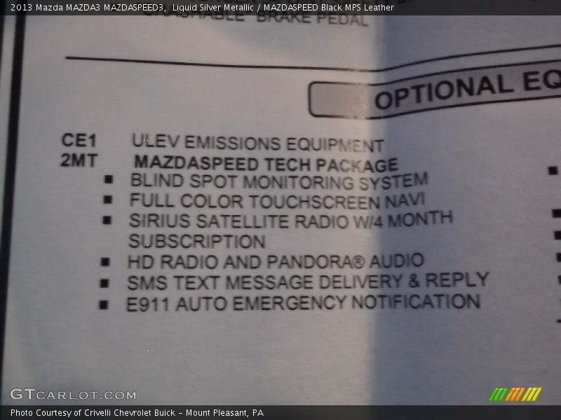 Liquid Silver Metallic / MAZDASPEED Black MPS Leather 2013 Mazda MAZDA3 MAZDASPEED3