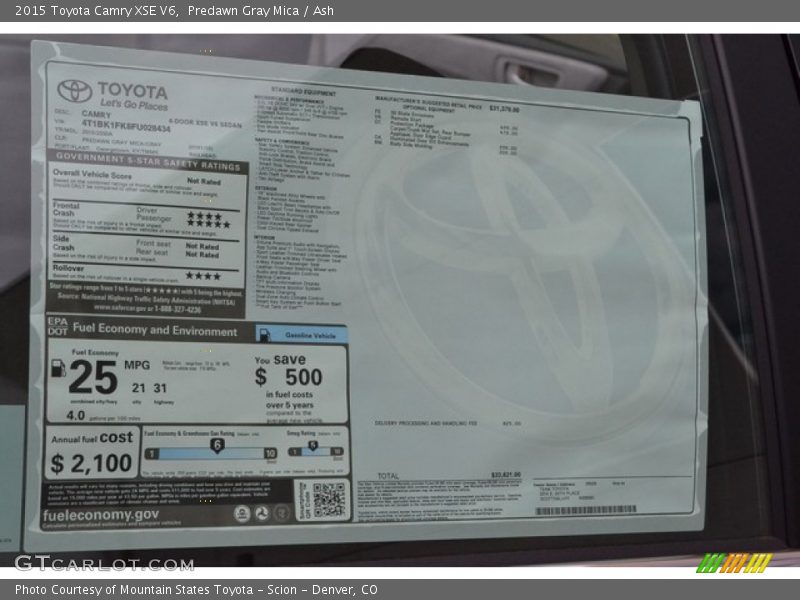 Predawn Gray Mica / Ash 2015 Toyota Camry XSE V6