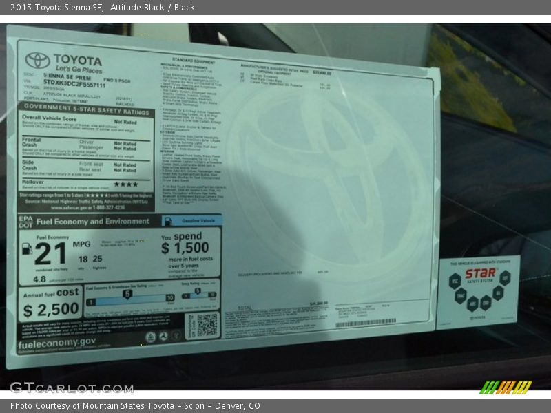  2015 Sienna SE Window Sticker
