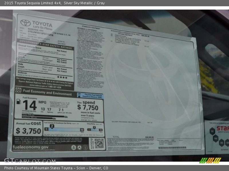 Silver Sky Metallic / Gray 2015 Toyota Sequoia Limited 4x4