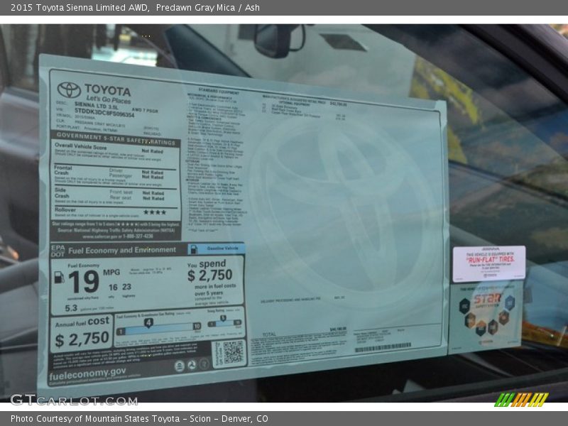 Predawn Gray Mica / Ash 2015 Toyota Sienna Limited AWD