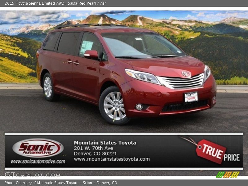 Salsa Red Pearl / Ash 2015 Toyota Sienna Limited AWD