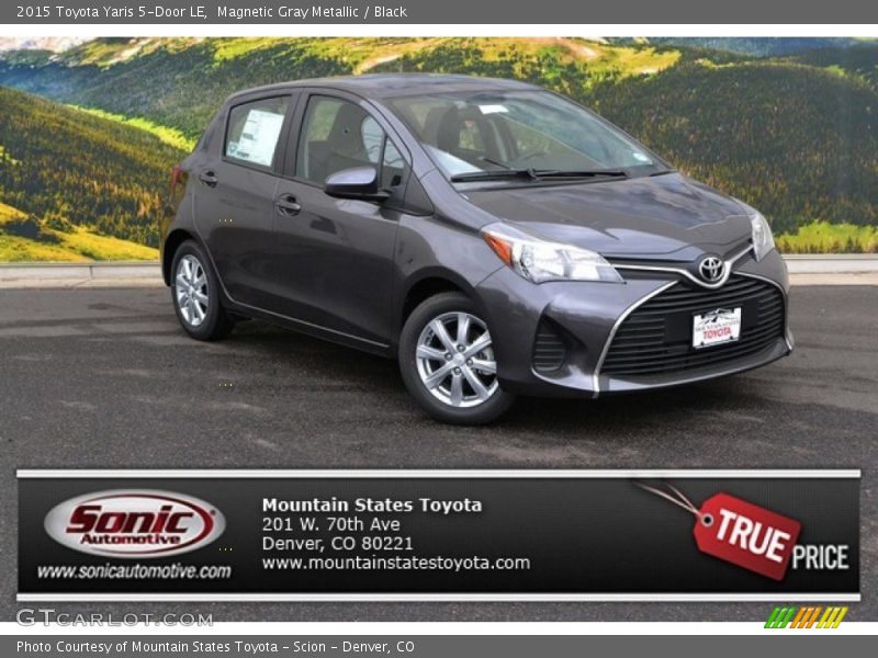 Magnetic Gray Metallic / Black 2015 Toyota Yaris 5-Door LE