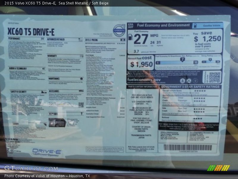 Sea Shell Metallic / Soft Beige 2015 Volvo XC60 T5 Drive-E