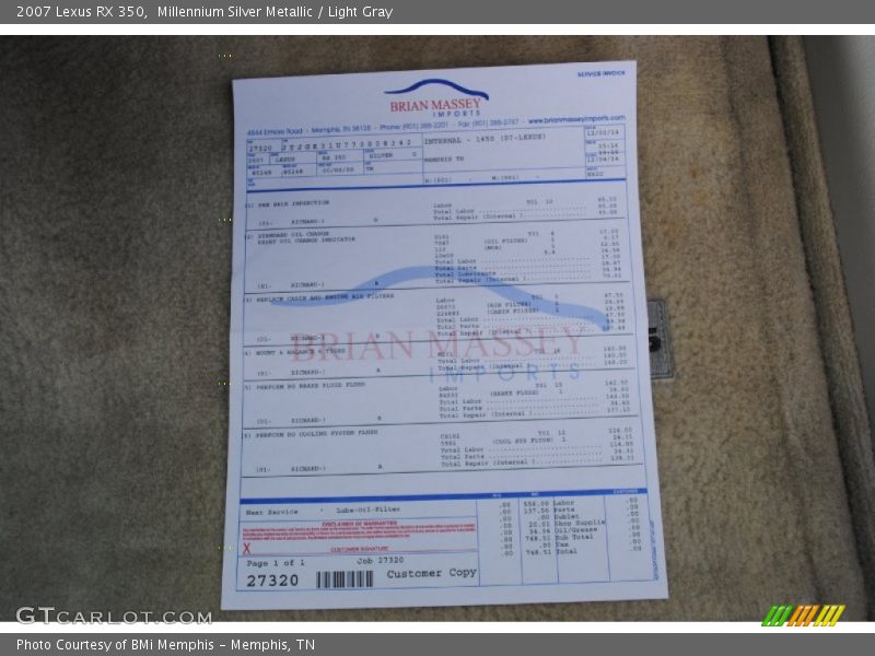 Millennium Silver Metallic / Light Gray 2007 Lexus RX 350