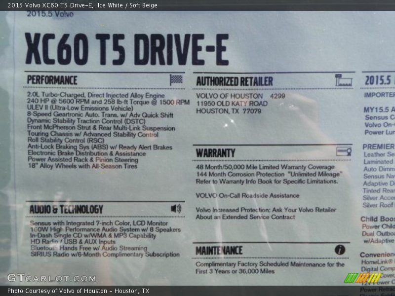 Ice White / Soft Beige 2015 Volvo XC60 T5 Drive-E