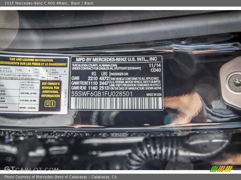 Black / Black 2015 Mercedes-Benz C 400 4Matic