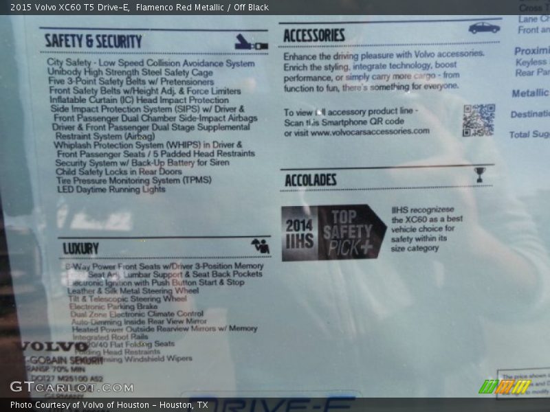 Flamenco Red Metallic / Off Black 2015 Volvo XC60 T5 Drive-E