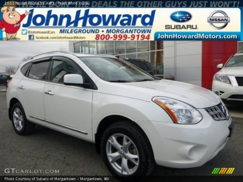 Pearl White / Gray 2011 Nissan Rogue SV AWD