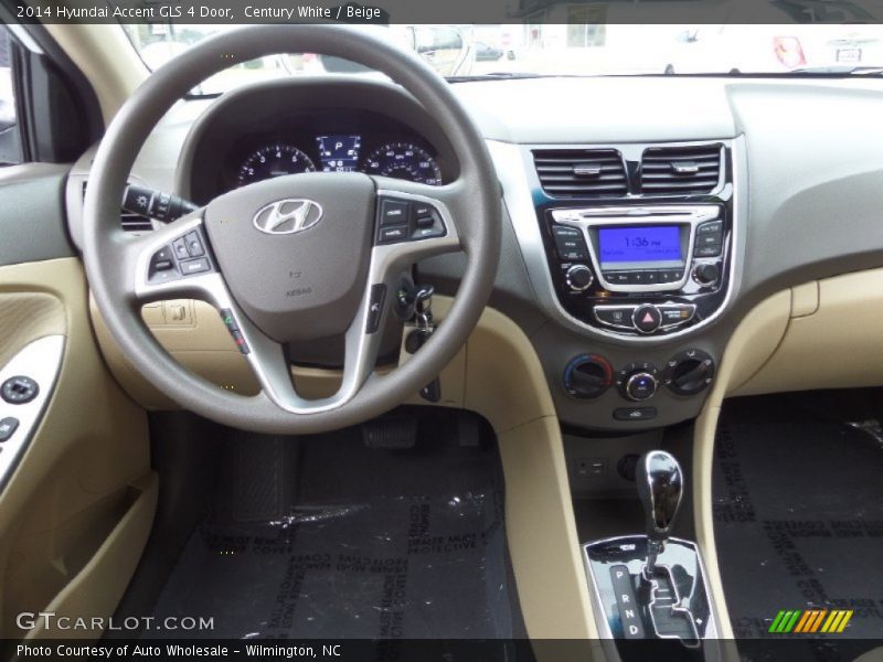 Century White / Beige 2014 Hyundai Accent GLS 4 Door