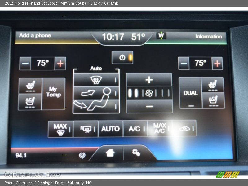 Black / Ceramic 2015 Ford Mustang EcoBoost Premium Coupe