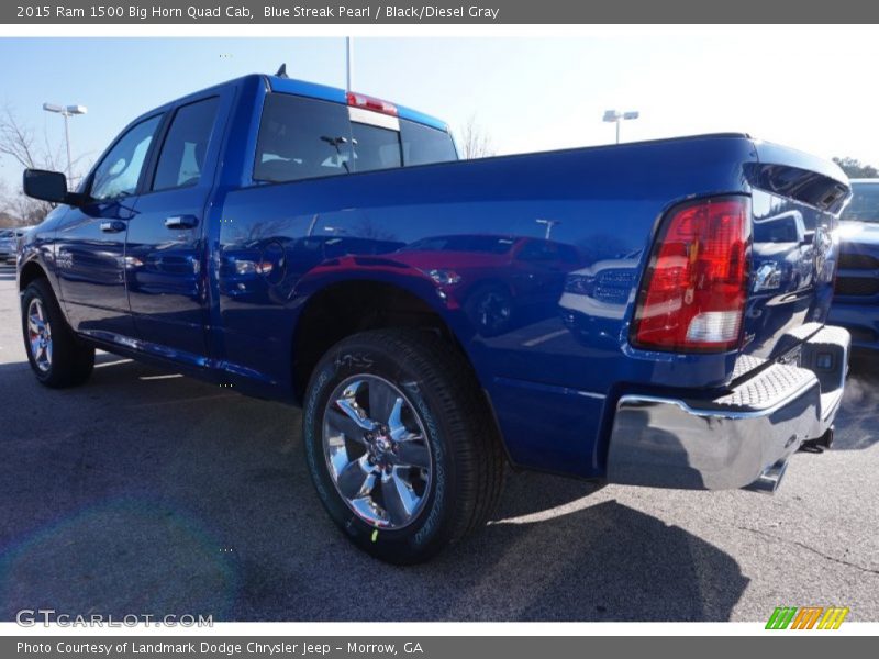 Blue Streak Pearl / Black/Diesel Gray 2015 Ram 1500 Big Horn Quad Cab