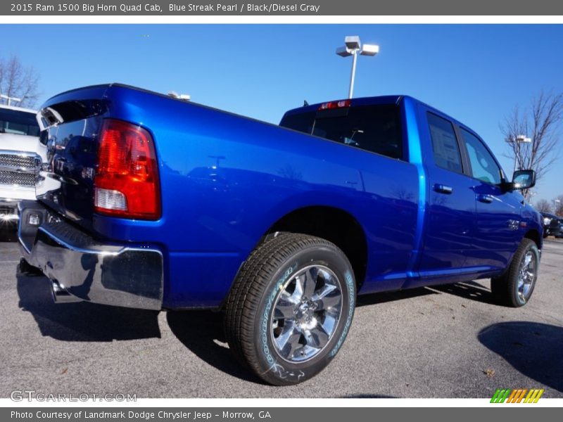 Blue Streak Pearl / Black/Diesel Gray 2015 Ram 1500 Big Horn Quad Cab