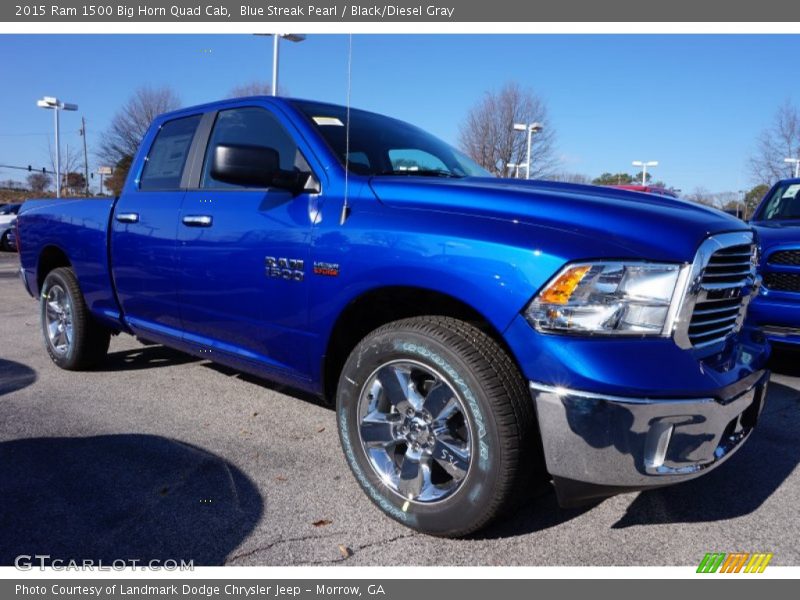 Blue Streak Pearl / Black/Diesel Gray 2015 Ram 1500 Big Horn Quad Cab