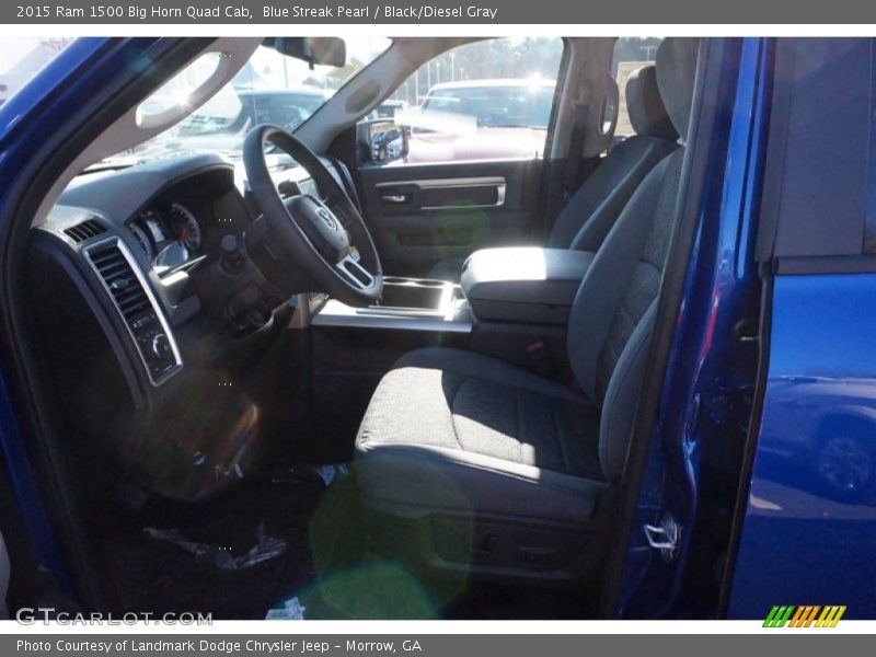 Blue Streak Pearl / Black/Diesel Gray 2015 Ram 1500 Big Horn Quad Cab