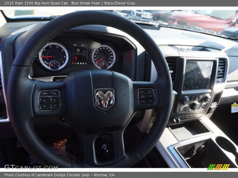 Blue Streak Pearl / Black/Diesel Gray 2015 Ram 1500 Big Horn Quad Cab