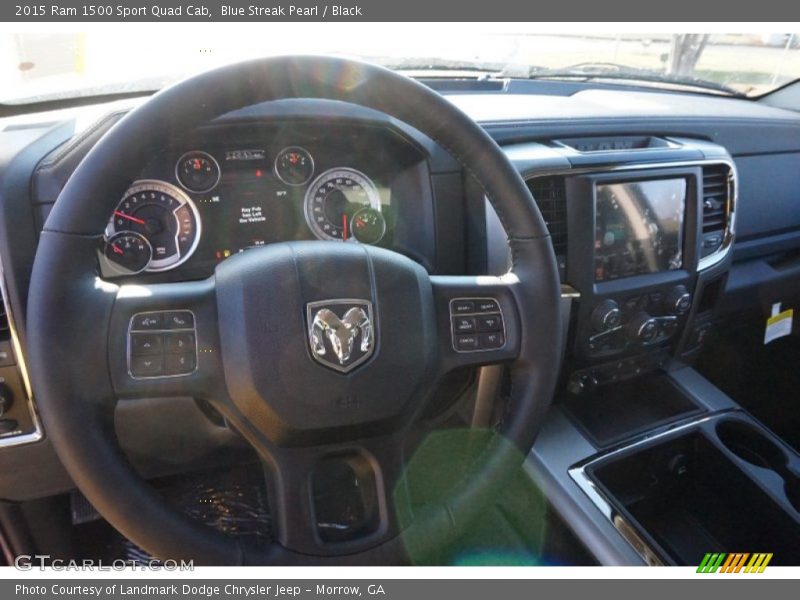 Blue Streak Pearl / Black 2015 Ram 1500 Sport Quad Cab