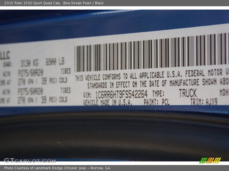 Blue Streak Pearl / Black 2015 Ram 1500 Sport Quad Cab