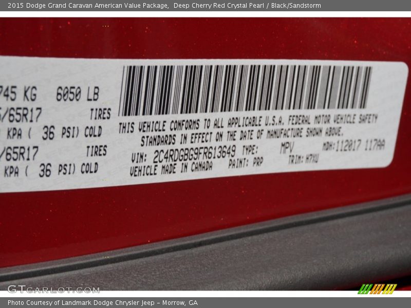 Deep Cherry Red Crystal Pearl / Black/Sandstorm 2015 Dodge Grand Caravan American Value Package