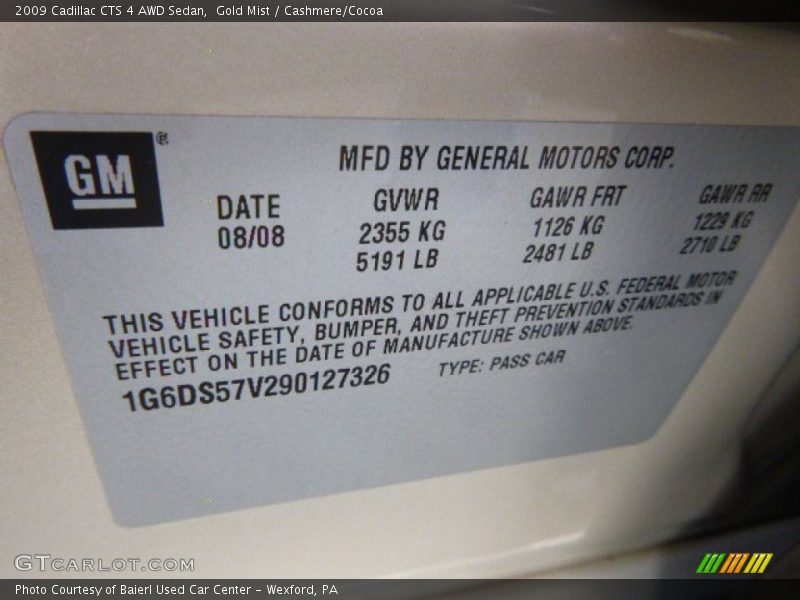 Gold Mist / Cashmere/Cocoa 2009 Cadillac CTS 4 AWD Sedan